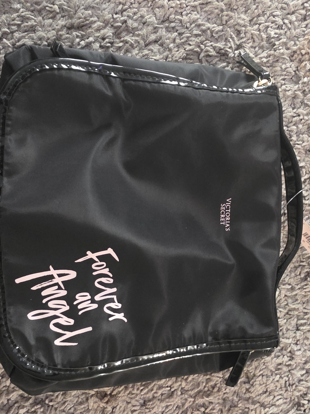 Victoria's Secret Black Tote with Pink "Forever an Angel" Script